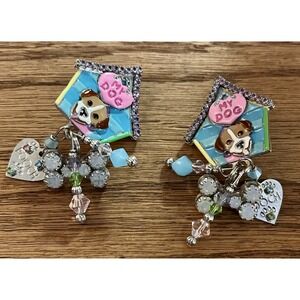Lunch At the Ritz Colorful Clip On Earrings My Dog Dog House Cute Pet LATR 2GO